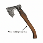 Celtic stainless axe with burnt ash handle, cutting edge Celtic symbol - Hadi Craft