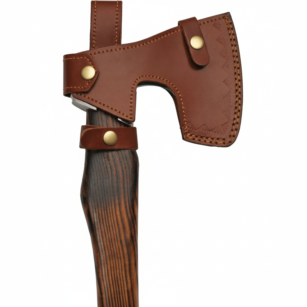 Celtic stainless axe with burnt ash handle, cutting edge Celtic symbol - Hadi Craft