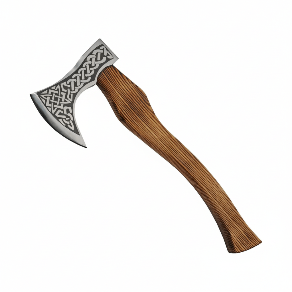 Celtic symbols axe Celtic symbols on axe head. Burnt ash wood handle. - Hadi Craft