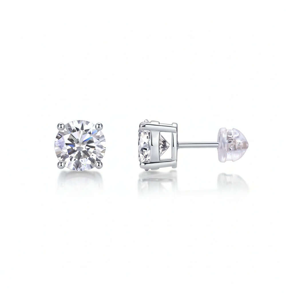 Classic Moissanite Stud Earrings – S925 Sterling Silver - Hadi Craft
