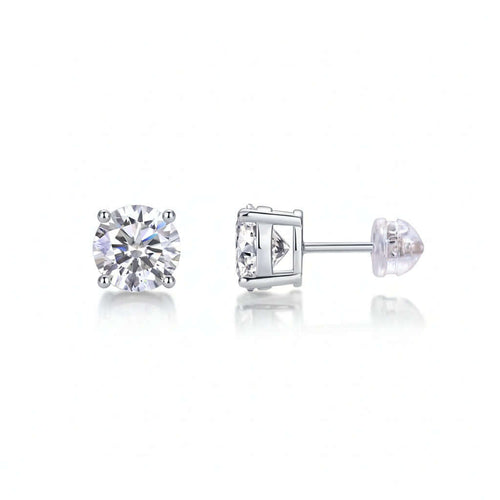 Classic Moissanite Stud Earrings – S925 Sterling Silver - Hadi Craft