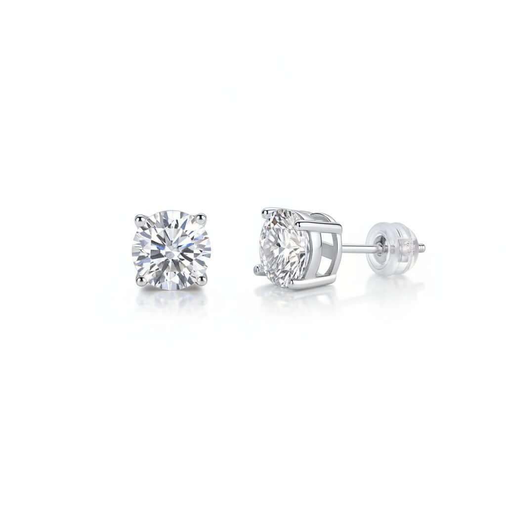 Classic Moissanite Stud Earrings – S925 Sterling Silver - Hadi Craft