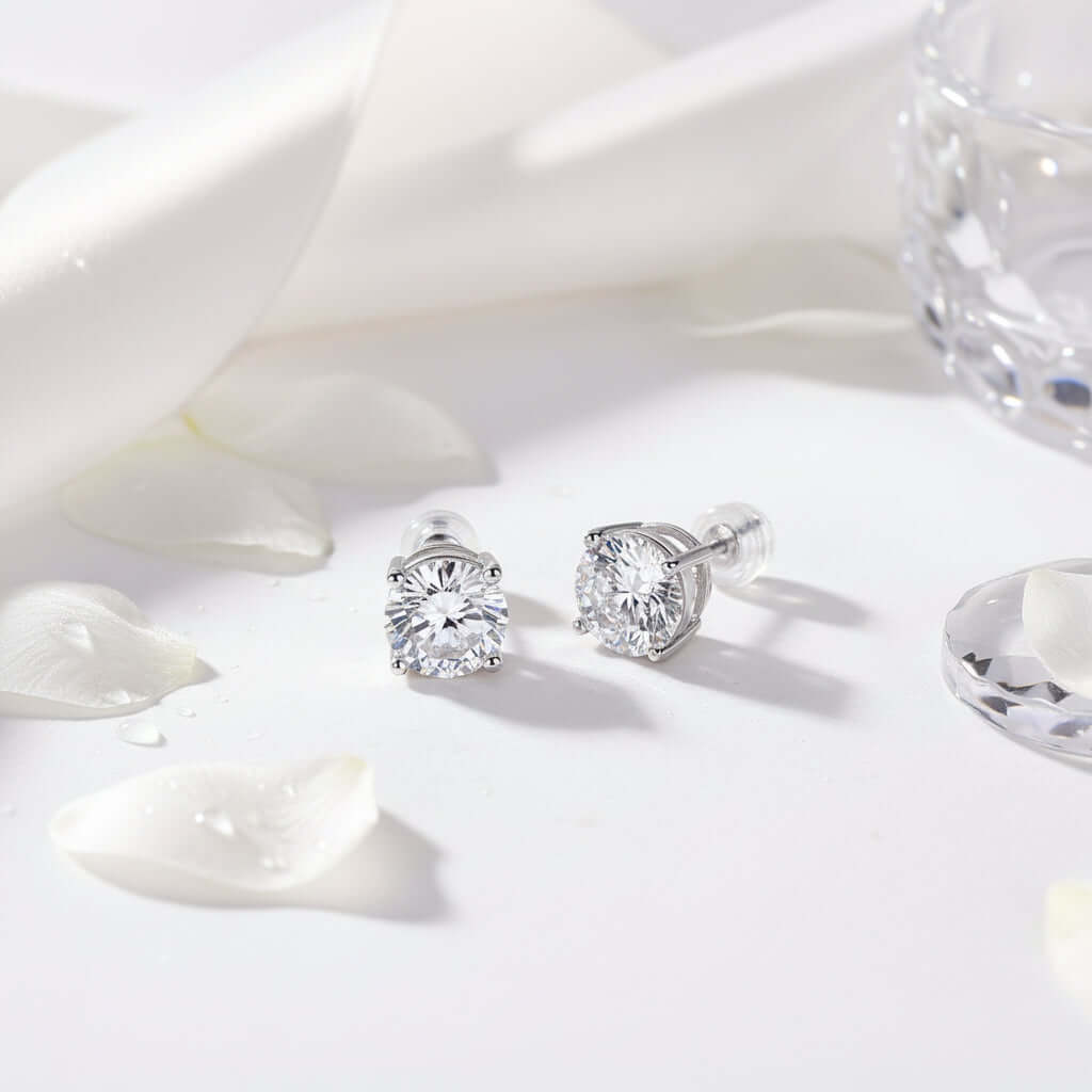 Classic Moissanite Stud Earrings – S925 Sterling Silver - Hadi Craft
