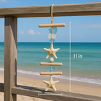 Coastal seashell wall hanging Starfish Driftwood Beach Room Decoration - Hadi Craft