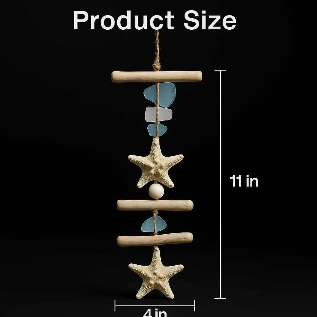 Coastal seashell wall hanging Starfish Driftwood Beach Room Decoration - Hadi Craft