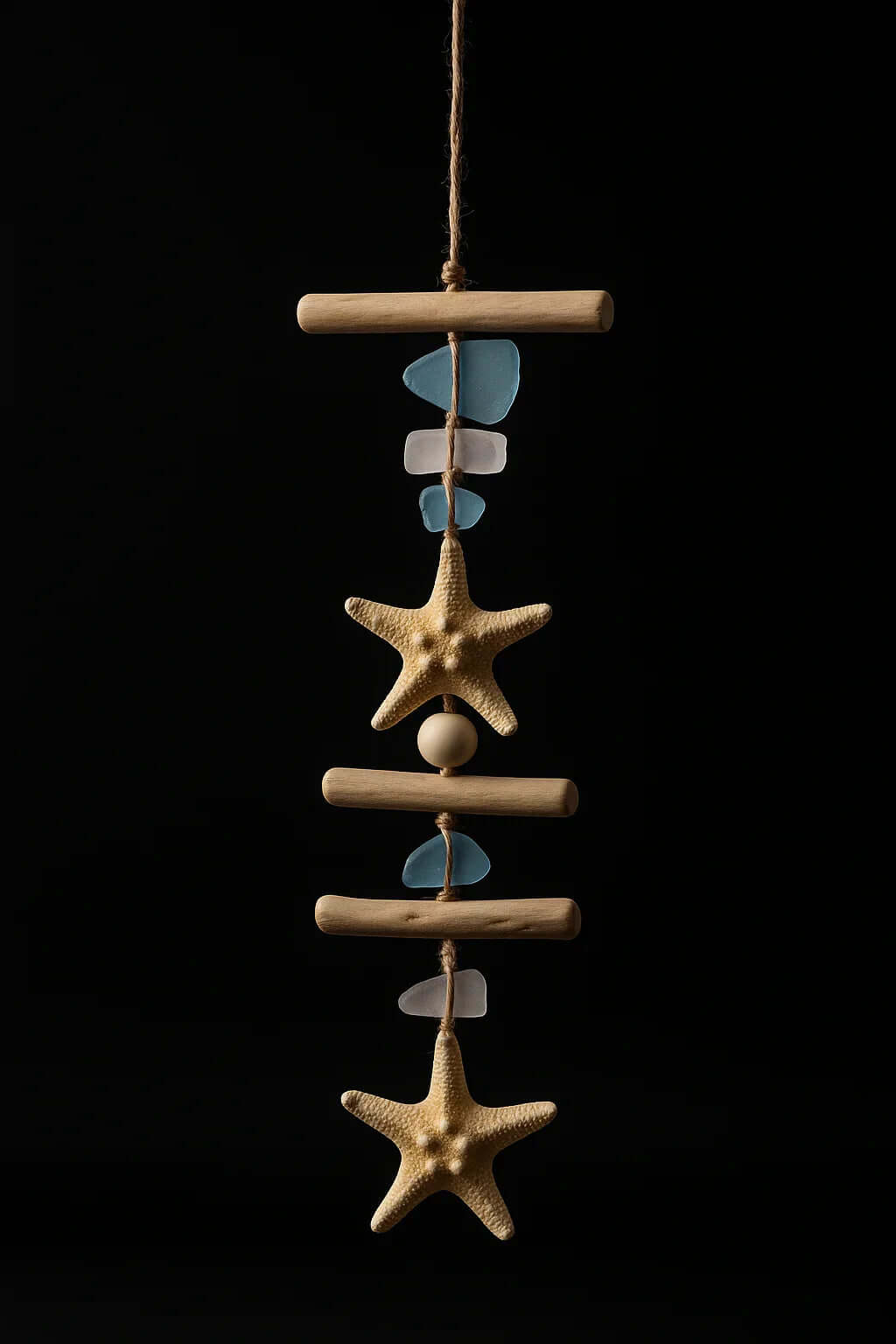 Coastal seashell wall hanging Starfish Driftwood Beach Room Decoration - Hadi Craft