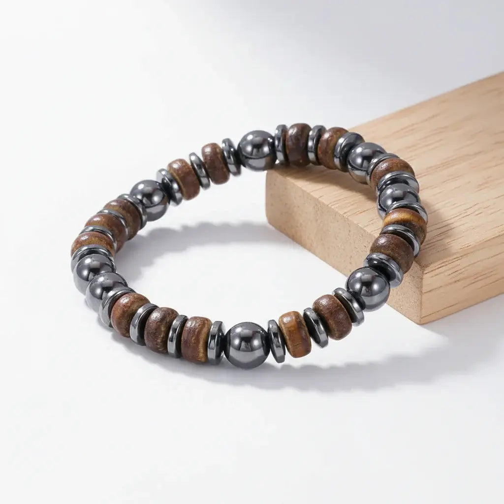 Coconut Shell Bracelet For Men Bohemian Tribal Wooden Beaded Wristband - Hadi Craft