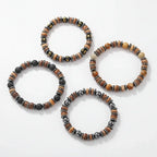 Coconut Shell Bracelet For Men Bohemian Tribal Wooden Beaded Wristband - Hadi Craft
