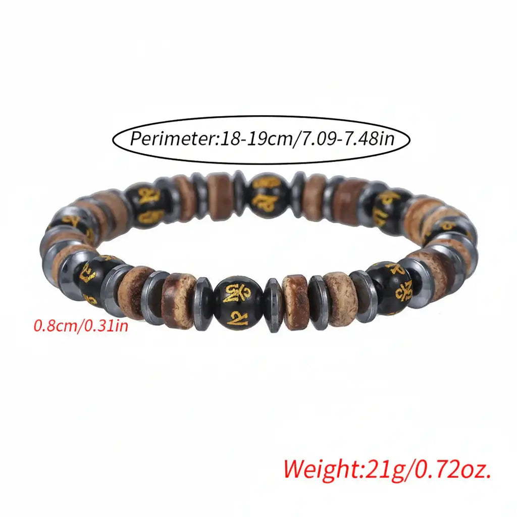 Coconut Shell Bracelet For Men Bohemian Tribal Wooden Beaded Wristband - Hadi Craft