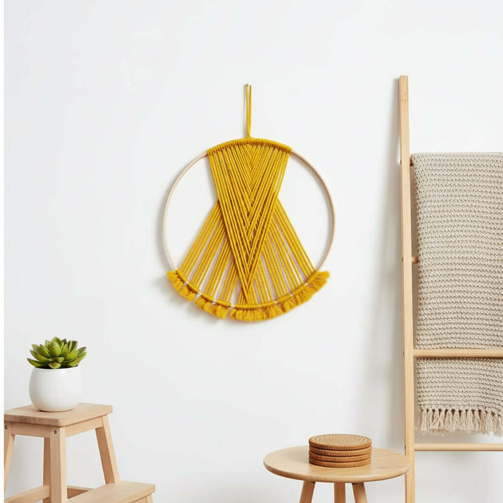 Colorful Dream Catcher Wall Hanging – Boho Circle Woven Room Decor - Hadi Craft
