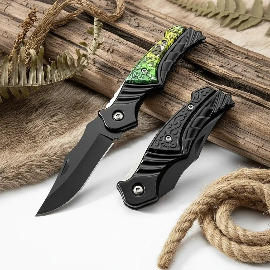 Compact Folding Pocket Knife – 5CR13MOV Stainless Steel EDC Knife for Camping & Everyday Use - Hadi Craft