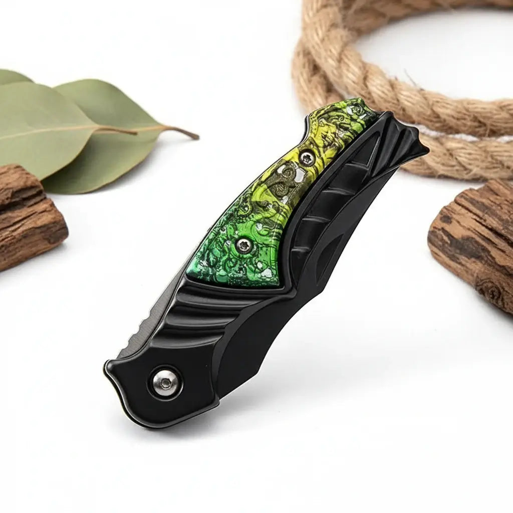 Compact Folding Pocket Knife – 5CR13MOV Stainless Steel EDC Knife for Camping & Everyday Use - Hadi Craft