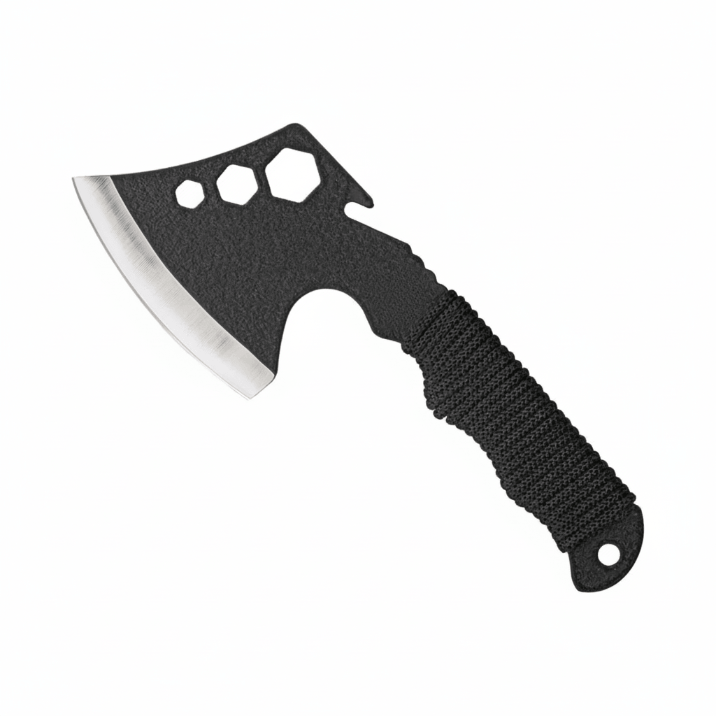 Compact tactical axe with black finish head with 4" cutting edge - Hadi Craft