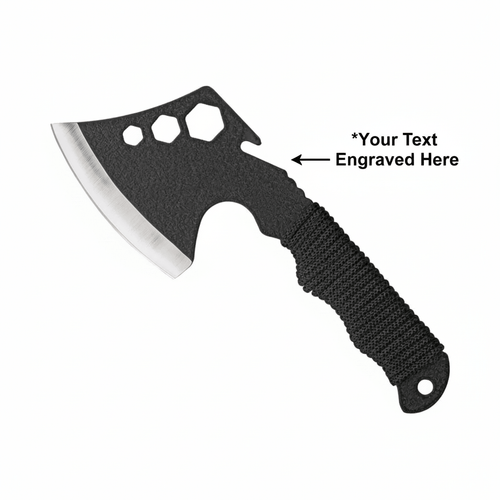 Compact tactical axe with black finish head with 4" cutting edge - Hadi Craft