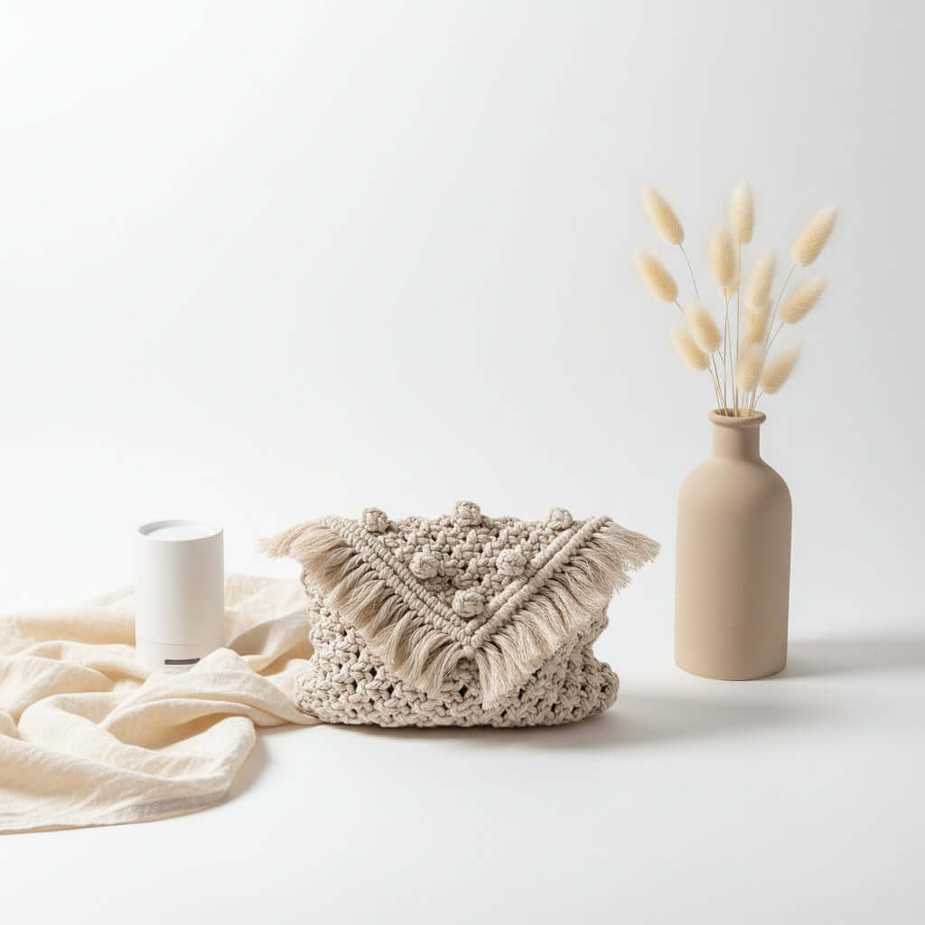 Crossbody woven straw bag Cotton Thread Bag Women Tassel Bag - Hadi Craft