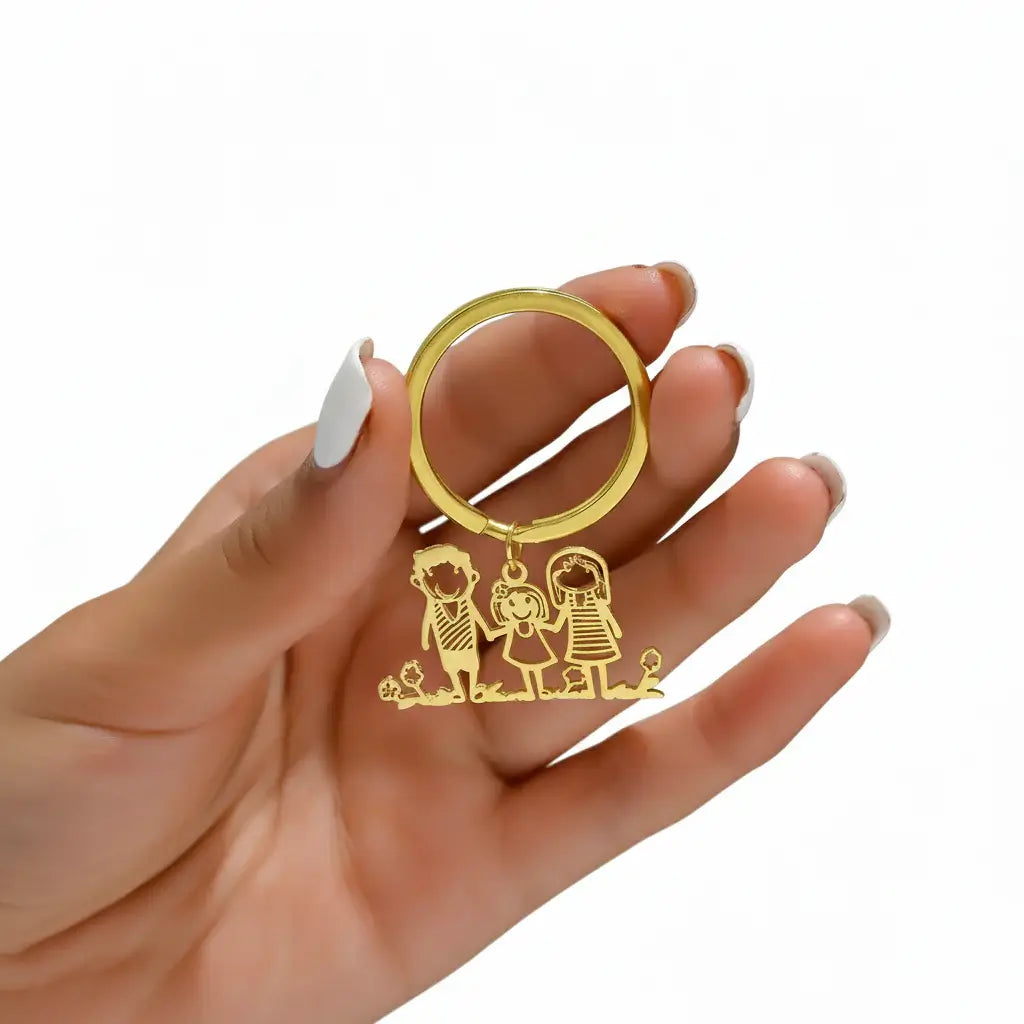 Custom Child Drawing Keychain Stainless Steel - Hadi Craft