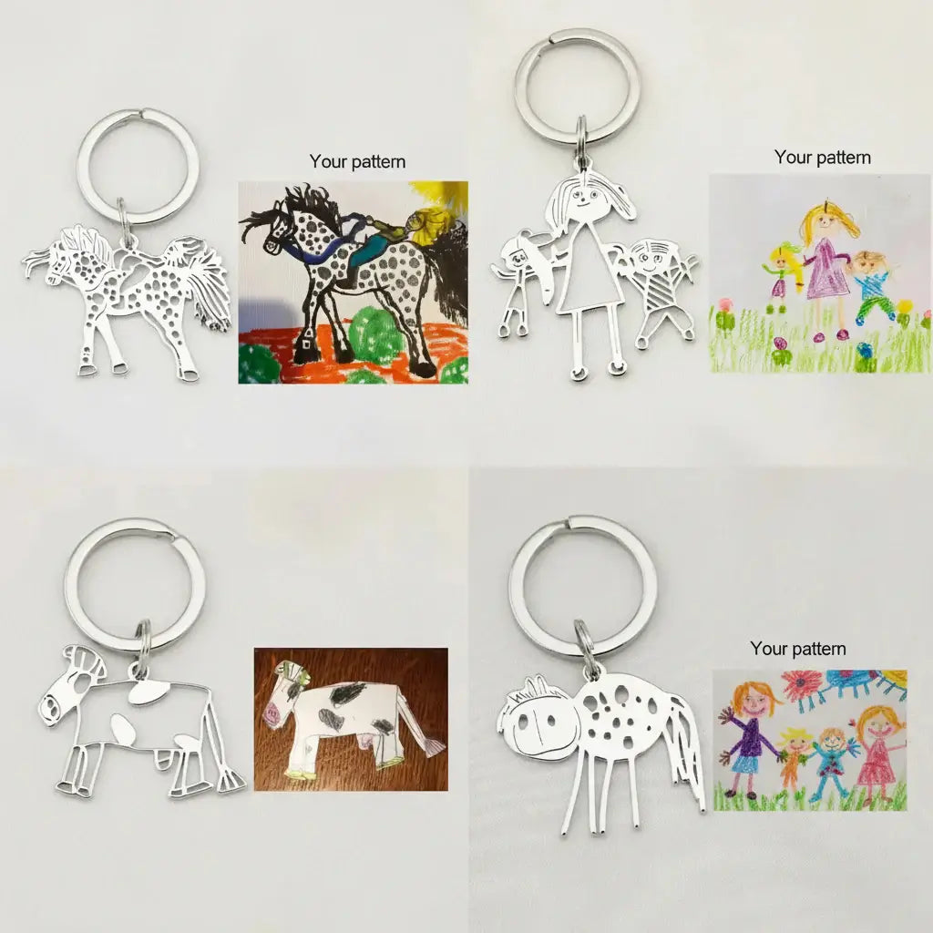 Custom Child Drawing Keychain Stainless Steel - Hadi Craft