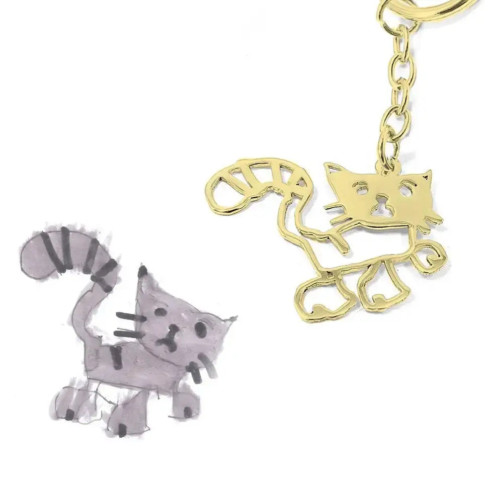 Custom Child Drawing Keychain Stainless Steel - Hadi Craft