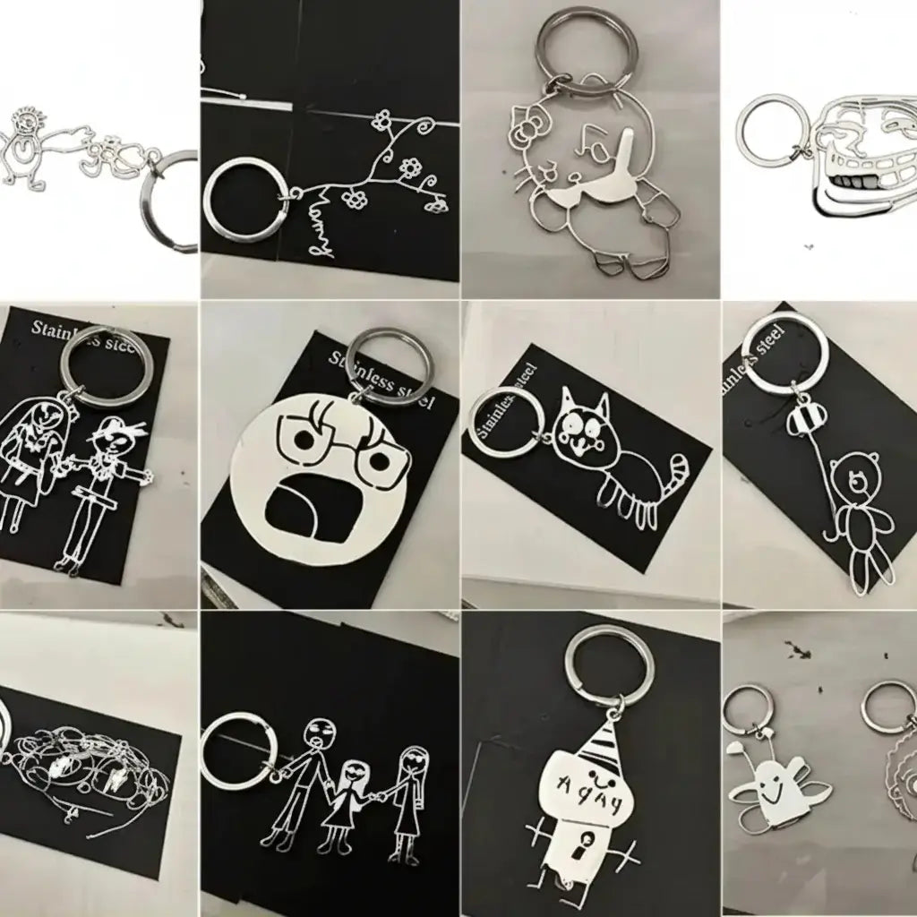 Custom Child Drawing Keychain Stainless Steel - Hadi Craft