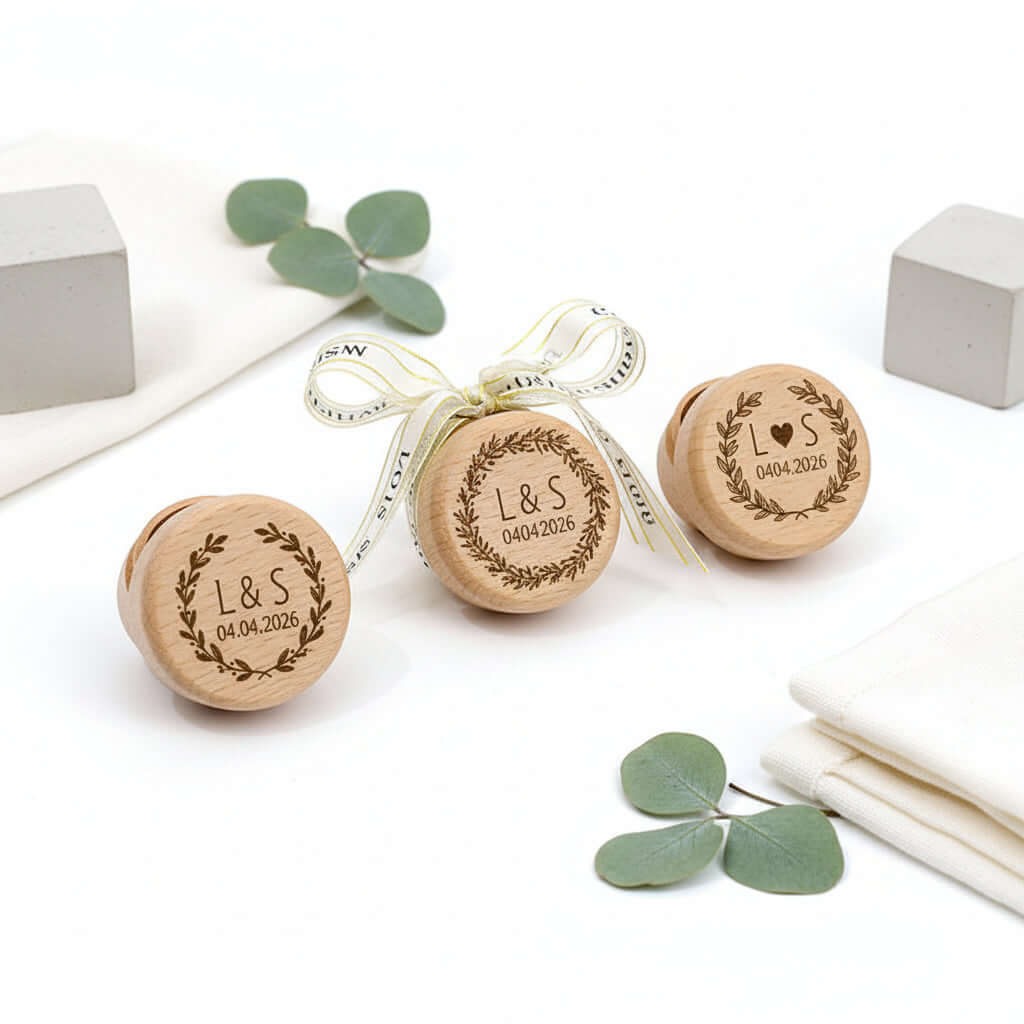 Custom Engraved Earring Box – Beech Wood Wedding Jewelry Gift Box - Hadi Craft