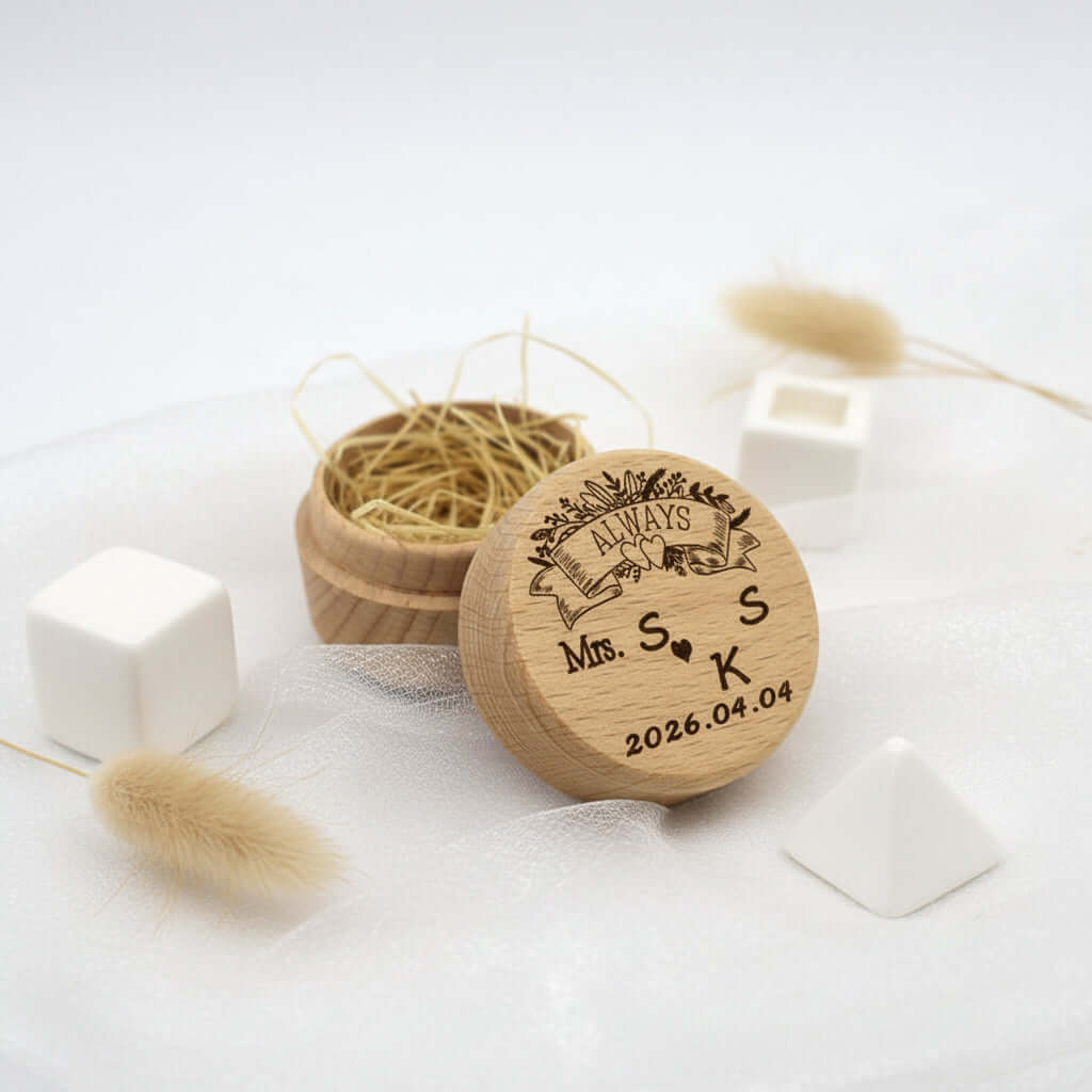 Custom Engraved Earring Box – Beech Wood Wedding Jewelry Gift Box - Hadi Craft