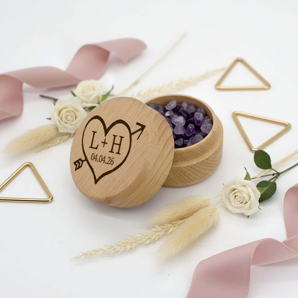 Custom Engraved Earring Box – Beech Wood Wedding Jewelry Gift Box - Hadi Craft