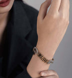 Custom Engraved Leather Stainless Steel Bracelet – Unisex - Hadi Craft