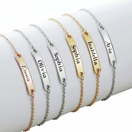 Custom Engraved Name Bracelet – Personalized Stainless Steel Jewelry for Women - Hadi Craft