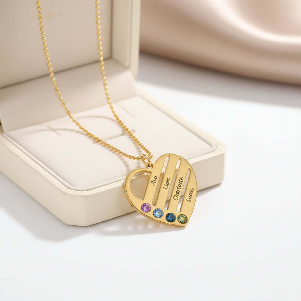 Custom Engraved Name Necklace – S925 Silver Heart Diamond Pendant - Hadi Craft