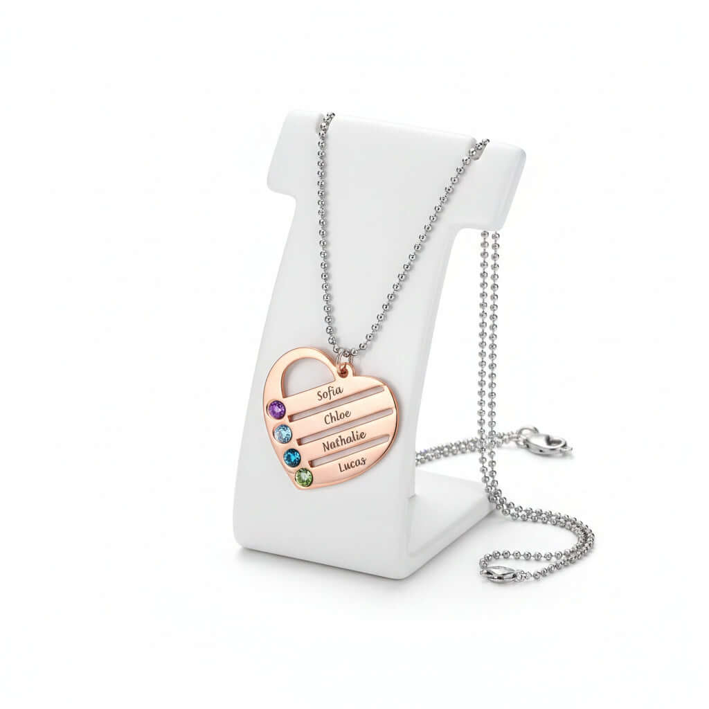 Custom Engraved Name Necklace – S925 Silver Heart Diamond Pendant - Hadi Craft