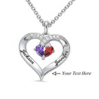 Custom Heart Gemstone Necklace – S925 Silver Personalized Name Pendant for Couples - Hadi Craft