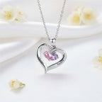 Custom Heart Gemstone Necklace – S925 Silver Personalized Name Pendant for Couples - Hadi Craft