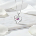 Custom Heart Gemstone Necklace – S925 Silver Personalized Name Pendant for Couples - Hadi Craft