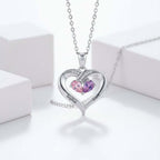 Custom Heart Gemstone Necklace – S925 Silver Personalized Name Pendant for Couples - Hadi Craft