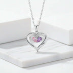 Custom Heart Gemstone Necklace – S925 Silver Personalized Name Pendant for Couples - Hadi Craft