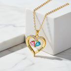 Custom Heart Gemstone Necklace – S925 Silver Personalized Name Pendant for Couples - Hadi Craft