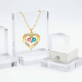 Custom Heart Gemstone Necklace – S925 Silver Personalized Name Pendant for Couples - Hadi Craft