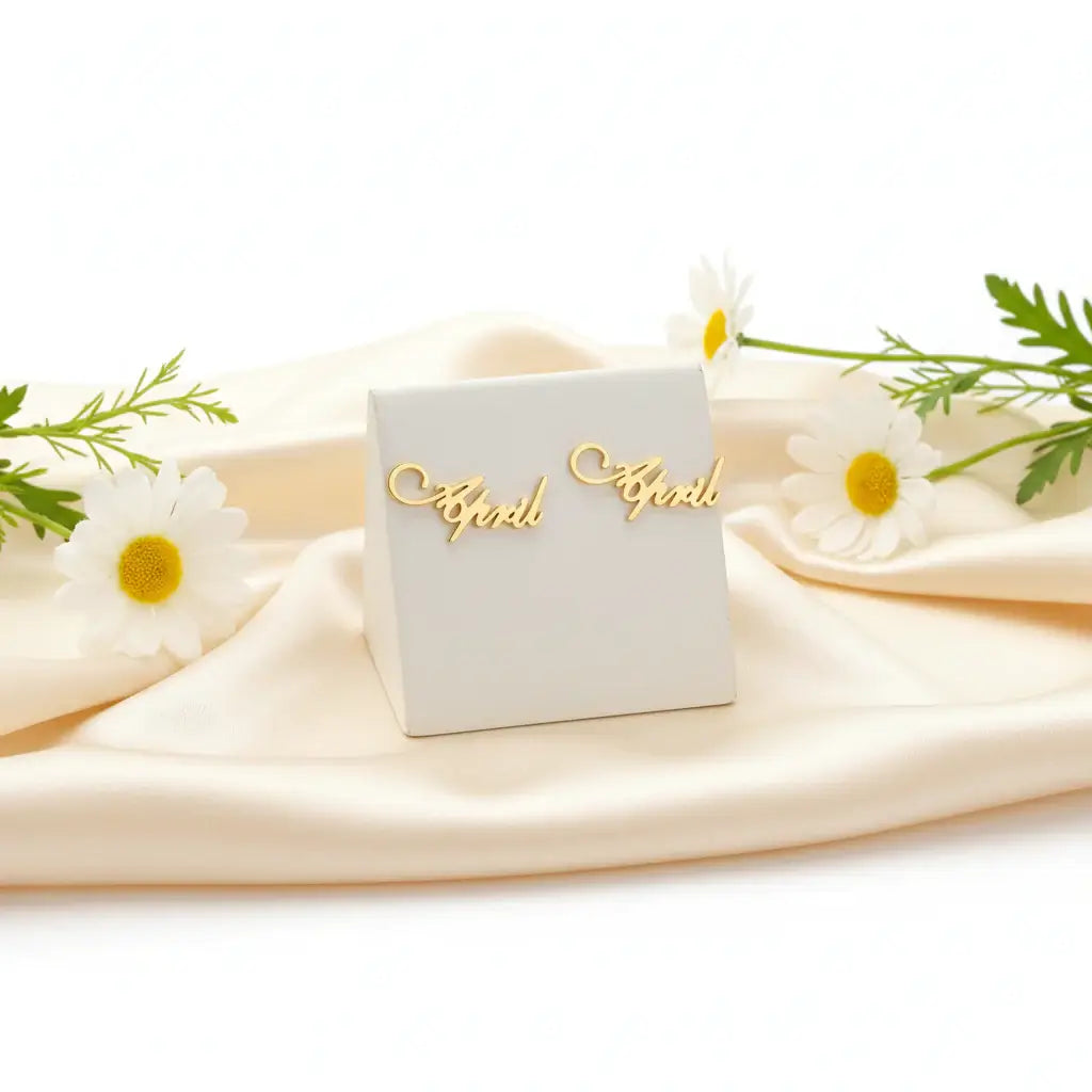 Custom Name Earrings Dainty Minimalist Personalized Nameplate Earrings - Hadi Craft