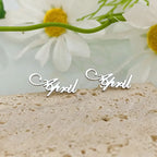Custom Name Earrings Dainty Minimalist Personalized Nameplate Earrings - Hadi Craft