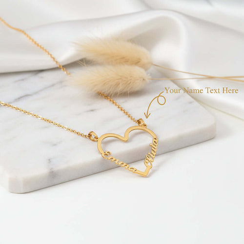 Custom Name Heart Necklace – Gold Stainless Steel Personalized Choker for Women - Hadi Craft