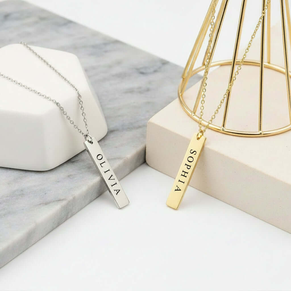 Custom Name Necklace Gold Plated Stainless Steel Letter Pendant - Hadi Craft