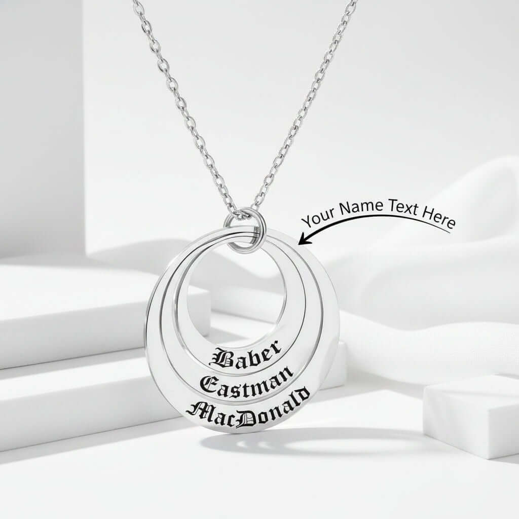 Custom Name Necklace Personalized Stainless Steel Triple Name Pendant - Hadi Craft