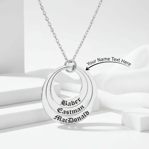 Custom Name Necklace Personalized Stainless Steel Triple Name Pendant - Hadi Craft