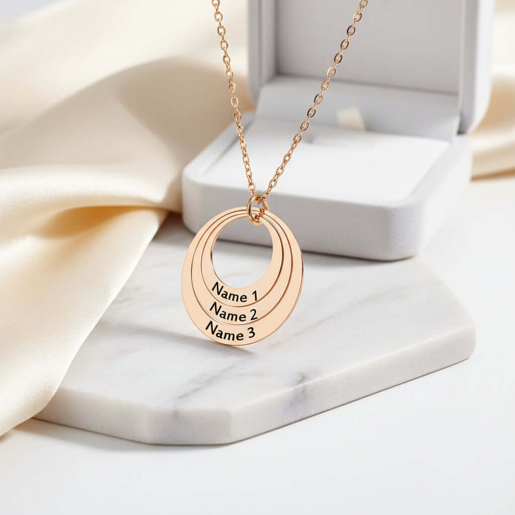 Custom Name Necklace Personalized Stainless Steel Triple Name Pendant - Hadi Craft