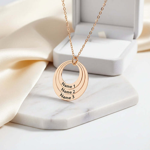 Custom Name Necklace Personalized Stainless Steel Triple Name Pendant - Hadi Craft