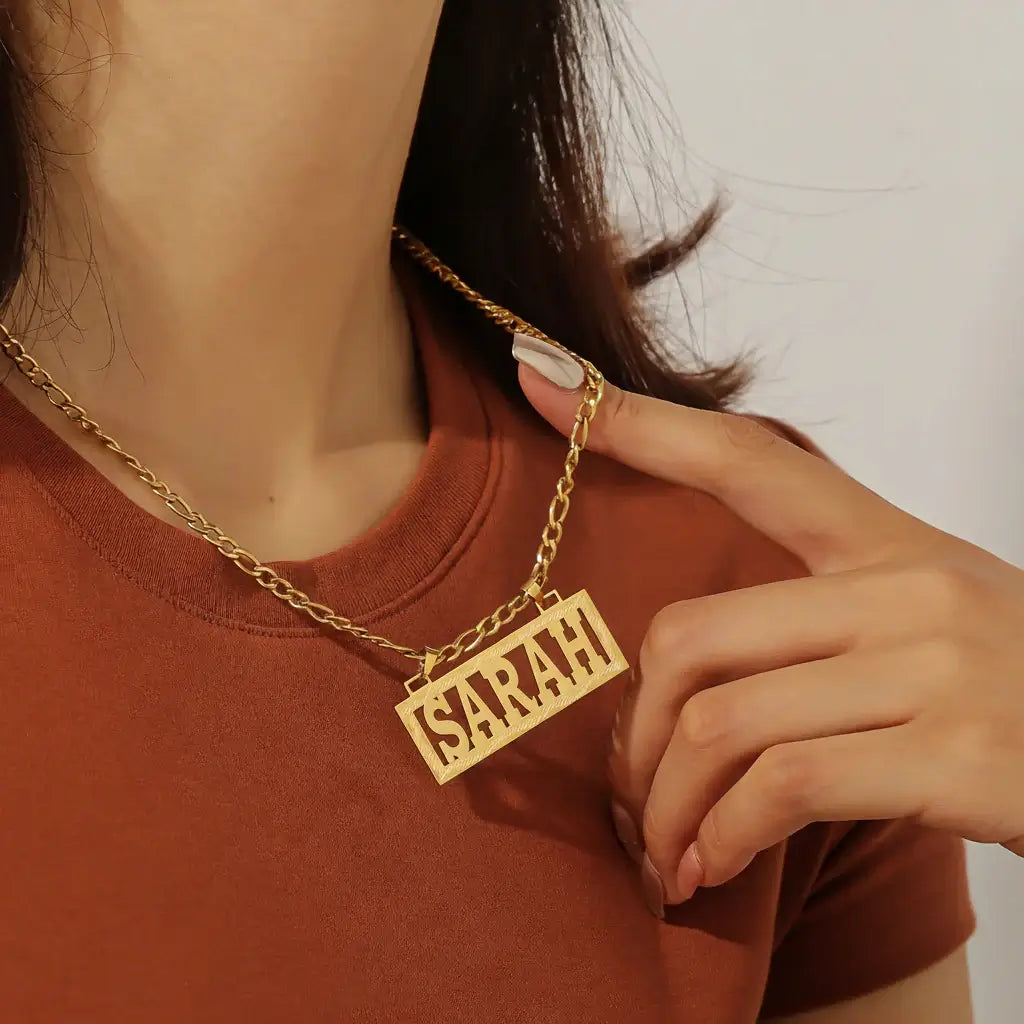 Custom Name Necklace for Women – 18K Gold Plated Stainless Steel Personalized Jewelry - Hadi Craft