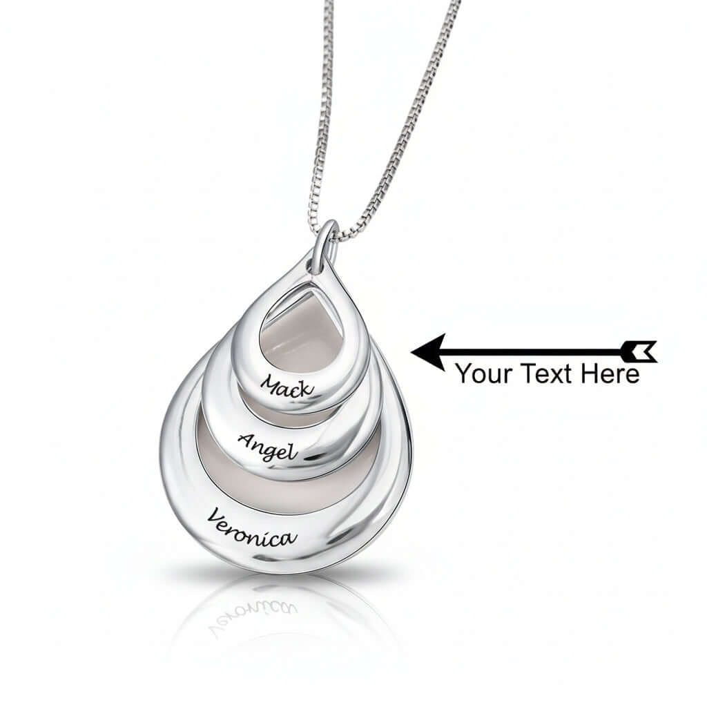 Custom Name Water Drop Necklace Geometric Copper Pendant for Women - Hadi Craft