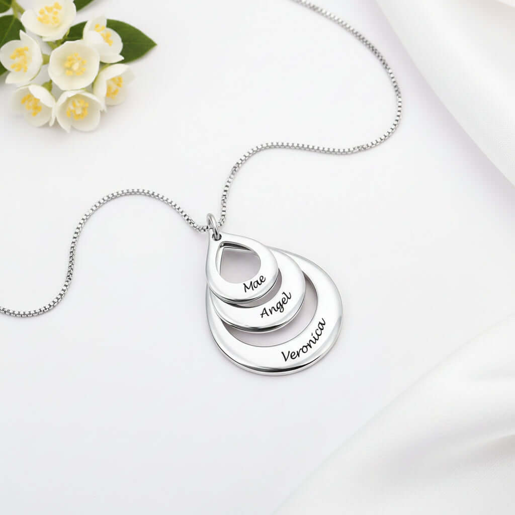 Custom Name Water Drop Necklace Geometric Copper Pendant for Women - Hadi Craft