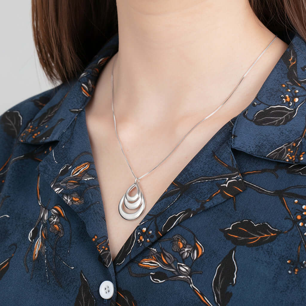 Custom Name Water Drop Necklace Geometric Copper Pendant for Women - Hadi Craft