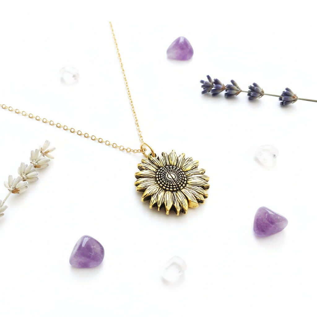 Custom Sunflower Double Letter Necklace – Personalized Women’s Jewelry - Hadi Craft